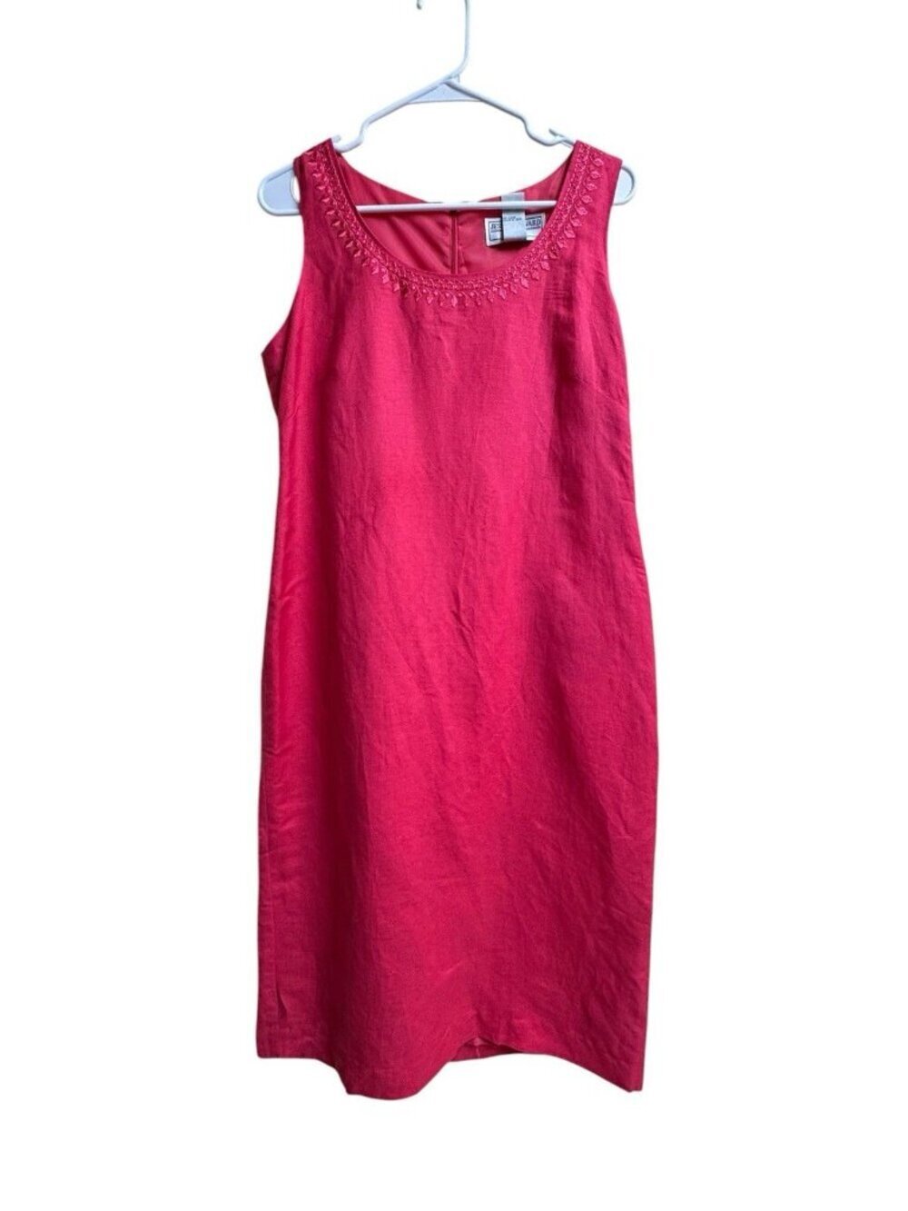 Jessica Howard Pink Linen Blend Sheath Dress Petite 10 Sleeveless